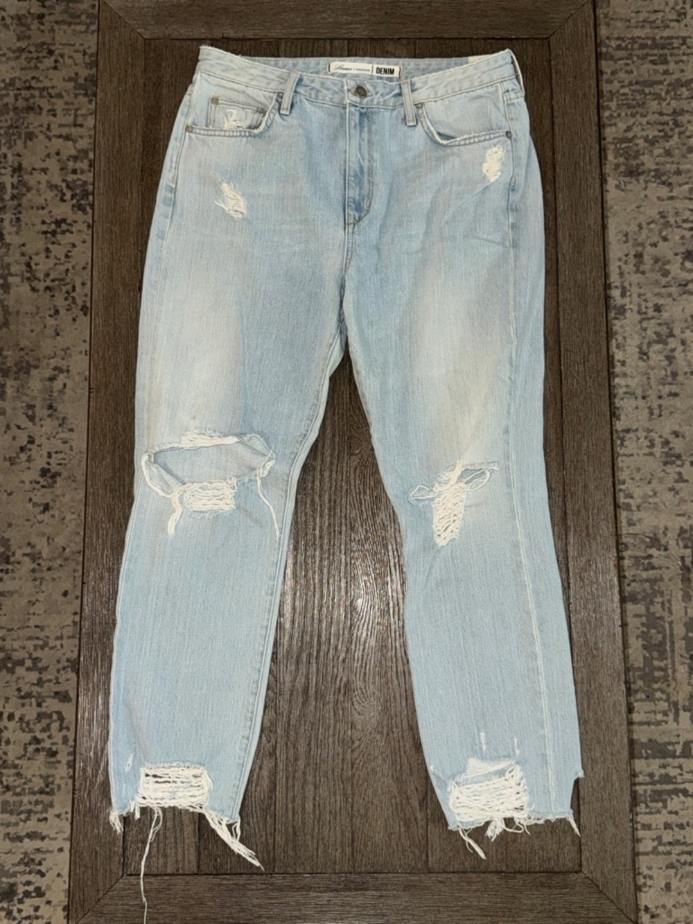 LOVERS + FRIENDS Logan High-Rise Tapered Distressed Jeans Siena
